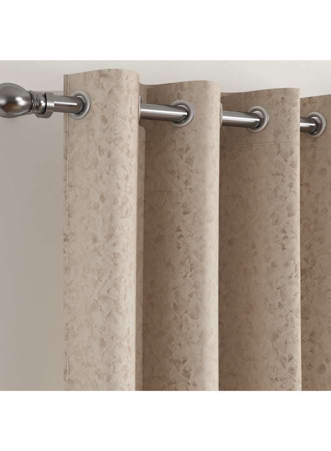 Home Box Jacquard Curtain Set - Beige - 2 Pieces - Image 2